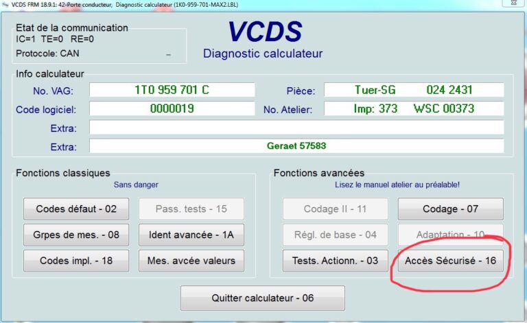 Code sécurité VCDS, Accès sécurisé VCDS Vag Com